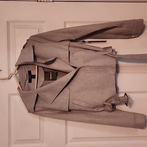 Faux suede motto jacket